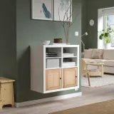 IKEA KALLAX (ИКЕА КАЛЛАКС) — Вставка с дверцами, сосна/плетёная тополь 33x33 см — фото 2