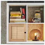 IKEA KALLAX (ИКЕА КАЛЛАКС) — Вставка с дверцами, сосна/плетёная тополь 33x33 см — фото 4