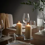 IKEA DAGLIGEN (ИКЕА ДАГЛИГЕН) — Свеча-столбик без запаха, серо-бежевая 14 см, 40 ч — фото 2