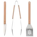 IKEA GRILLTIDER (ИКЕА ГРИЛЛТИДЕР) — Набор аксессуаров для гриля, 3 предмета, нержавеющая сталь/бук — фото 1