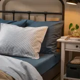 IKEA DVALA (ИКЕА ДВАЛА) — Простыня на резинке, синяя 140x200 см — фото 3