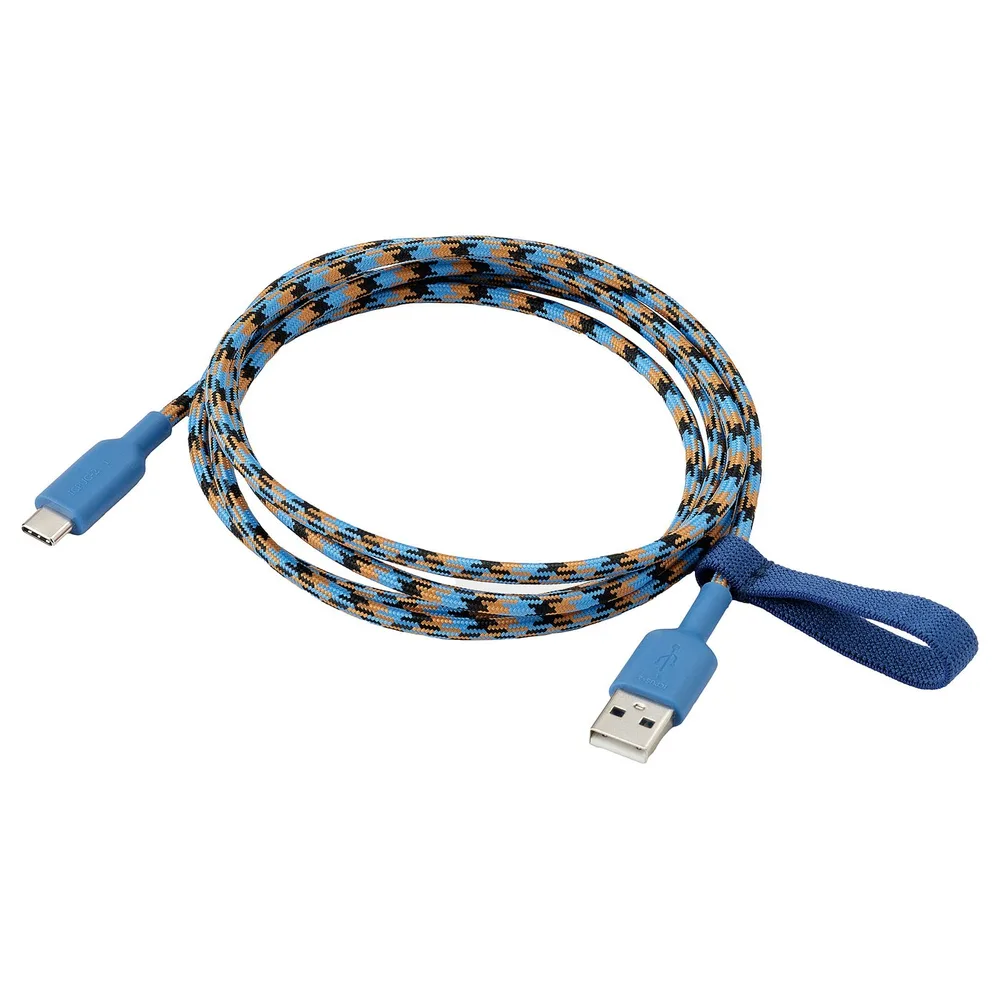IKEA LILLHULT (ИКЕА ЛИЛЛХУЛТ) — Кабель USB-A/USB-C, синий/оранжевый 1.5 м