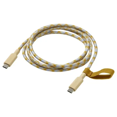 IKEA RUNDHULT (ИКЕА РУНДХУЛТ) — Кабель USB-C/USB-C, бежевый/синий 1.5 м/100 Вт