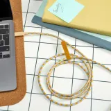 IKEA RUNDHULT (ИКЕА РУНДХУЛТ) — Кабель USB-C/USB-C, бежевый/синий 1.5 м/100 Вт — фото 4