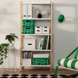 IKEA FJÄDERHARV (ИКЕА ФЙЭДЕРХАРВ) — Коробка с крышкой, зелёный/в горошек 25x35x16 см — фото 6
