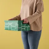 IKEA FJÄDERHARV (ИКЕА ФЙЭДЕРХАРВ) — Коробка с крышкой, зелёный/в горошек 25x35x16 см — фото 7