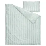 IKEA LEN (ИКЕА ЛЕН) — Пододеяльник и наволочка для кроватки, бело-синий/узор в полоску кора 110х125/35х55 см — фото 2