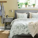 IKEA NÅLBJÖRNBÄR (ИКЕА НОЛБЙЁРНБЭР) — Пододеяльник и 2 наволочки, белый серо-зелёный/цветочный узор 200х200/50х60 см — фото 6