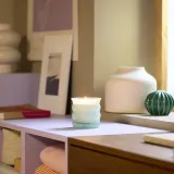 IKEA JUVELTRAST (ИКЕА ЙУВЕЛТРАСТ) — Ароматическая свеча в стакане, Яблоко светло-зелёный 50 ч — фото 2