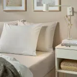 IKEA DVALA (ИКЕА ДВАЛА) — Простыня на резинке, бежевый 120х200 см — фото 3