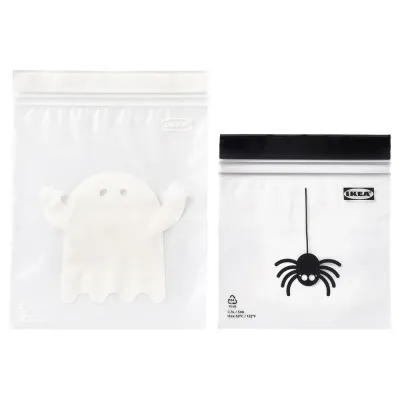 IKEA ISTAD (ИКЕА ИСТАД) — Пакет с застёжкой, разные рисунки белый/чёрный 0.3/0.8 л