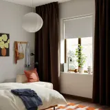IKEA SANELA (ИКЕА САНЕЛА) — Штора, 2 шт., тёмно-коричневый/на шторной ленте 140x300 см — фото 2