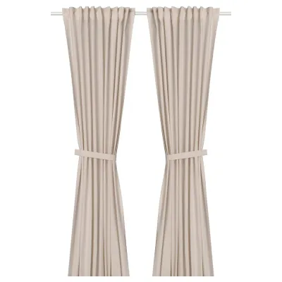 IKEA LENDA (ИКЕА ЛЕНДА) — Занавеска на завязках, 2 шт., светло-розовый/на ленте 140x280 см