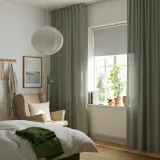 IKEA LENDA (ИКЕА ЛЕНДА) — Занавеска на завязках, 2 шт., светлый серо-зелёный/на ленте 140x280 см — фото 2