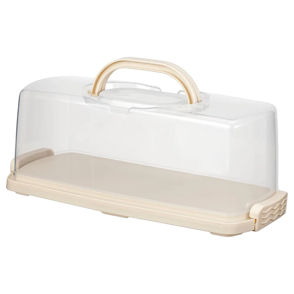 IKEA BAKTIDER (ИКЕА БАКТИДЕР) — Контейнер для торта с крышкой, белый 36x16 см