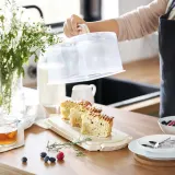 IKEA BAKTIDER (ИКЕА БАКТИДЕР) — Контейнер для торта с крышкой, белый 36x16 см — фото 3