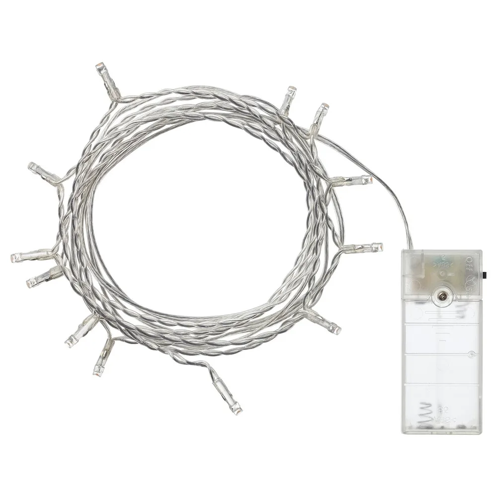 IKEA LEDFYR (ИКЕА ЛЕДФИР) — Гирлянда LED, 12 ламп, для помещений/на батарейках серебристая