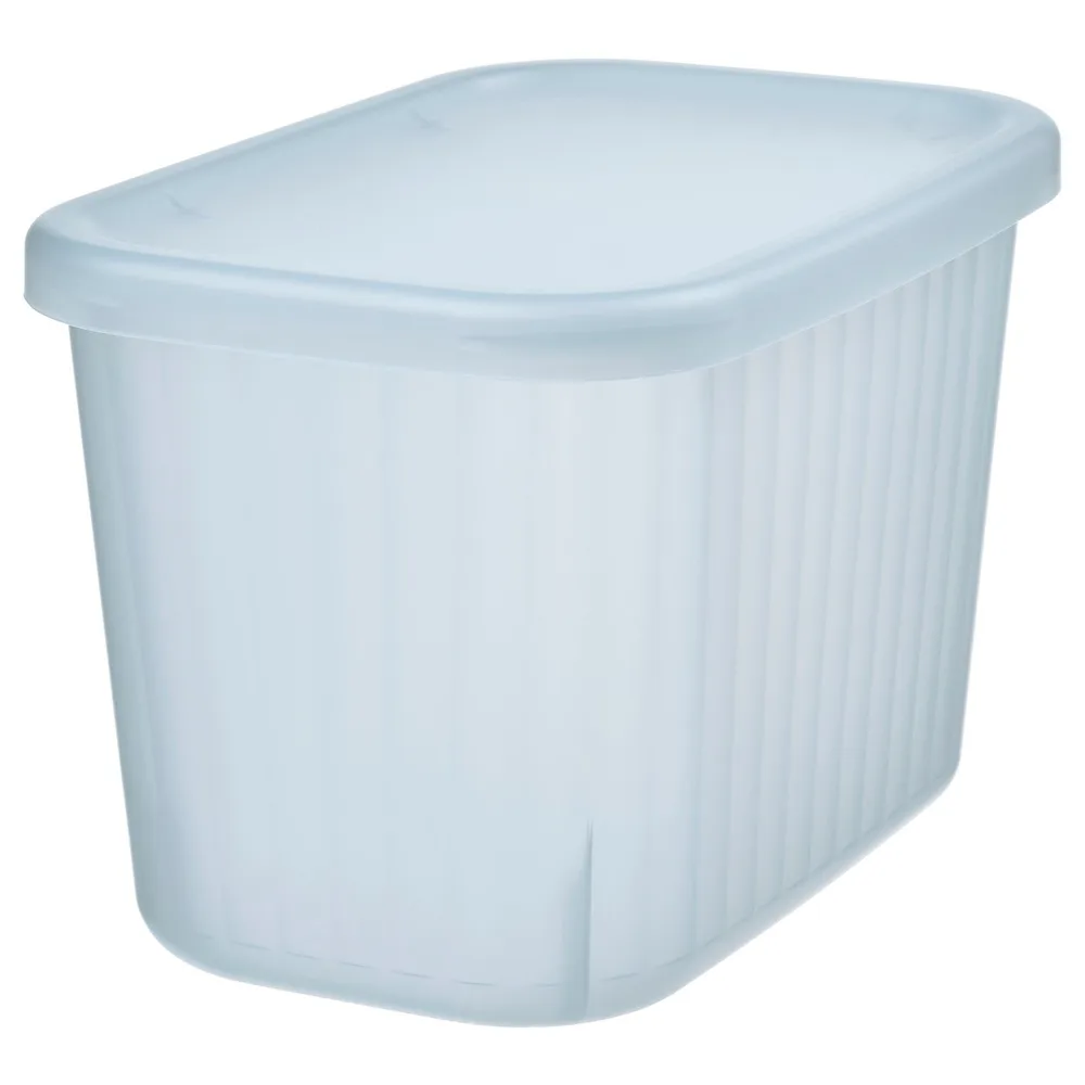 IKEA RYKTA (ИКЕА РИКТА) — Контейнер с крышкой, прозрачный серо-синий 12x18x12 см/1.5 л