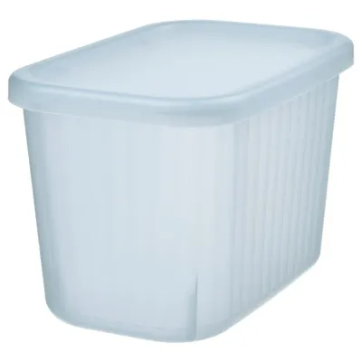 IKEA RYKTA (ИКЕА РИКТА) — Контейнер с крышкой, прозрачный серо-синий 12x18x12 см/1.5 л