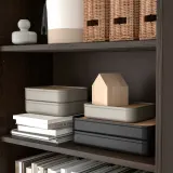 IKEA HARVMATTA (ИКЕА ХАРВМАТТА) — Коробка с крышкой, антрацит 24x35x6 см — фото 6