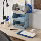 IKEA FODERTRÅG (ИКЕА ФОДЕРТРОГ) — Органайзер для стола/стены, серо-синий 25х18х15 см — фото 3