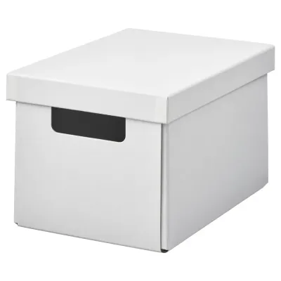 IKEA FJÄDERHARV (ИКЕА ФЙЭДЕРХАРВ) — Коробка с крышкой, белый 18x25x16 см