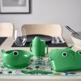 IKEA MATA (ИКЕА МАТА) — Набор посуды, слюнявчик и ложка, 4 шт., ярко-зелёный — фото 2