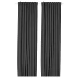 IKEA KORGMOTT (ИКЕА КОРГМОТТ) — Шторы блэкаут, 2 шт., тёмно-серый/на ленте 145x300 см — фото 1