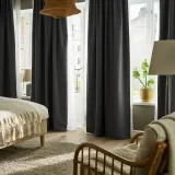 IKEA KORGMOTT (ИКЕА КОРГМОТТ) — Шторы блэкаут, 2 шт., тёмно-серый/на ленте 145x300 см — фото 2