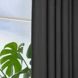 IKEA KORGMOTT (ИКЕА КОРГМОТТ) — Шторы блэкаут, 2 шт., тёмно-серый/на ленте 145x300 см — фото 3