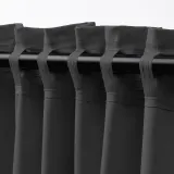 IKEA KORGMOTT (ИКЕА КОРГМОТТ) — Шторы блэкаут, 2 шт., тёмно-серый/на ленте 145x300 см — фото 5