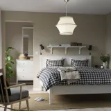 IKEA BÄCKMÄRKE (ИКЕА БЭКМЭРКЕ) — Лампа подвесная, белая ткань/дерево 54 см — фото 5