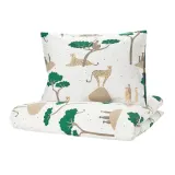 IKEA SANDLÖPARE (ИКЕА САНДЛЁПАРЕ) — Пододеяльник и наволочка, белый тёмно-синий/саванна 150x200/50x60 см — фото 1