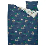 IKEA SANDLÖPARE (ИКЕА САНДЛЁПАРЕ) — Пододеяльник и наволочка, белый тёмно-синий/саванна 150x200/50x60 см — фото 3