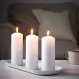 IKEA TURTURDUVA (ИКЕА ТУРТУРДУВА) — Поднос под свечи, кремовый 45x17 см — фото 3
