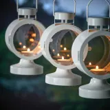 IKEA FLODSVALA (ИКЕА ФЛОДСВАЛА) — Фонарь для чайных свечей для дома и улицы, кремовый 21 см — фото 3