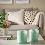 IKEA VINDSTILLA (ИКЕА ВИНДСТИЛЛА) — Подсвечник, зелёный 15 см — фото 2