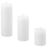 IKEA SILVERMÅS (ИКЕА СИЛВЕРМОС) — Свеча столбик LED, набор 3 шт, на батарейках белая — фото 1