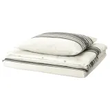 IKEA JÄTTEFRÄKEN (ИКЕА ЙЭТТЕФРЭКЕН) — Пододеяльник и наволочка, белый/тёмно-серый 150x200/50x60 см — фото 1