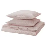 IKEA SOLFIBBLA (ИКЕА СОЛФИББЛА) — Пододеяльник и 2 наволочки, белый/красный в полоску 200x200/50x60 см — фото 1