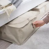 IKEA PURRPINGLA (ИКЕА ПУРРПИНГЛА) — Контейнер для одежды/белья, текстиль бежевый 34x51x28 см — фото 4