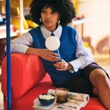 IKEA PS 2026 (ИКЕА ПС 2026) — Переносная лампа LED, на батарейках с регулировкой яркости/синий светло-жёлтый 22 см — фото 3