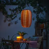 IKEA SOLVINDEN (ИКЕА СОЛВИНДЕН) — Подвесной светильник, узор в полоску на солнечной батарее/оранжевый розовый 43 см — фото 3