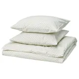 IKEA BANDKNIPPE (ИКЕА БАНДКНИППЕ) — Пододеяльник и 2 наволочки, белый/зелёный 200x200/50x60 см — фото 1