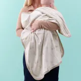 IKEA LEN (ИКЕА ЛЕН) — Одеяльце, белый бежевый/в зайчиках узор в полоску 80х100 см — фото 3