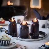 IKEA KUSTFYR (ИКЕА КУСТФИР) — Свеча-столбик без аромата, кот чёрный 12 см — фото 2