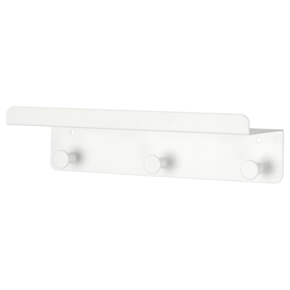 IKEA ENUDDEN (ИКЕА ЕНУДДЕН) — Настенная полка с 3 крючками, белый 30х8 см