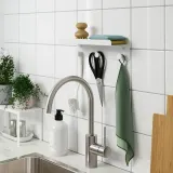IKEA ENUDDEN (ИКЕА ЕНУДДЕН) — Настенная полка с 3 крючками, белый 30х8 см — фото 3