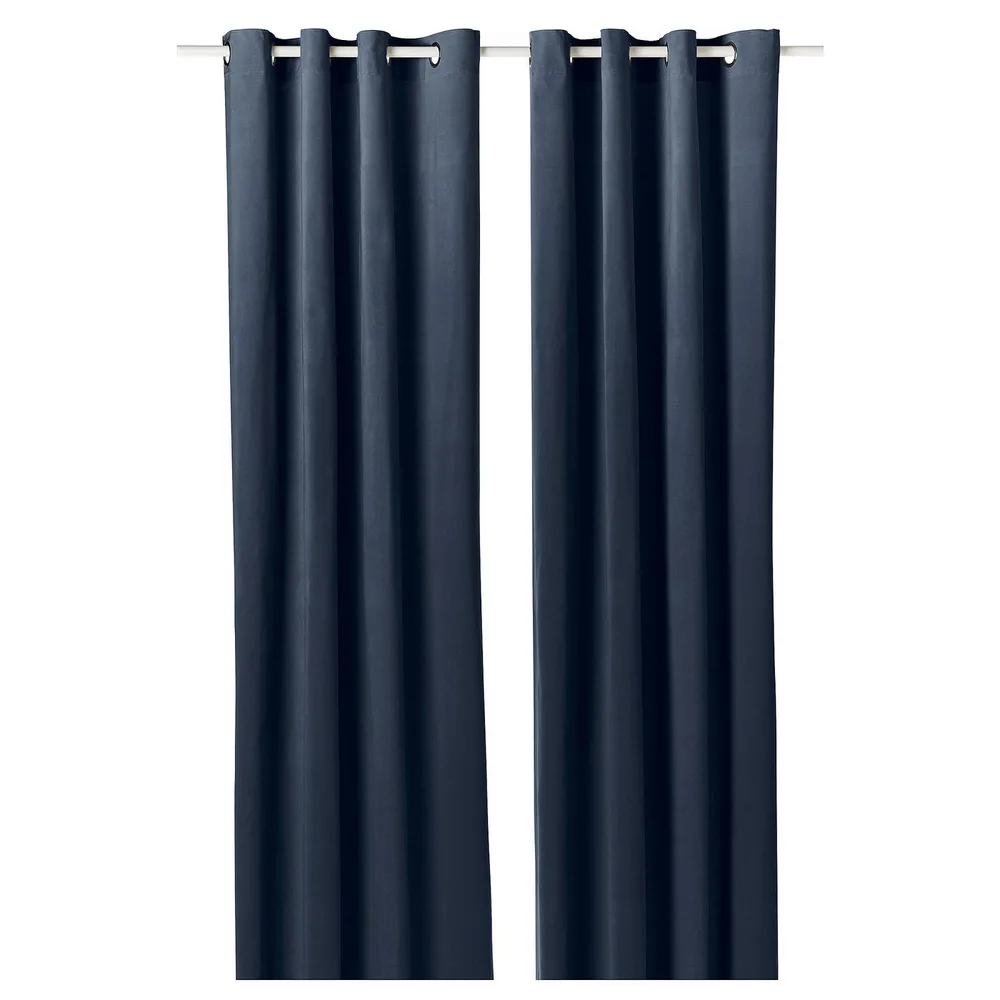 IKEA SANELA (ИКЕА САНЕЛА) — Штора, 2 шт., тёмно-синий/на люверсах 140х260 см