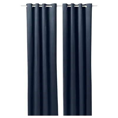 IKEA SANELA (ИКЕА САНЕЛА) — Штора, 2 шт., тёмно-синий/на люверсах 140х260 см